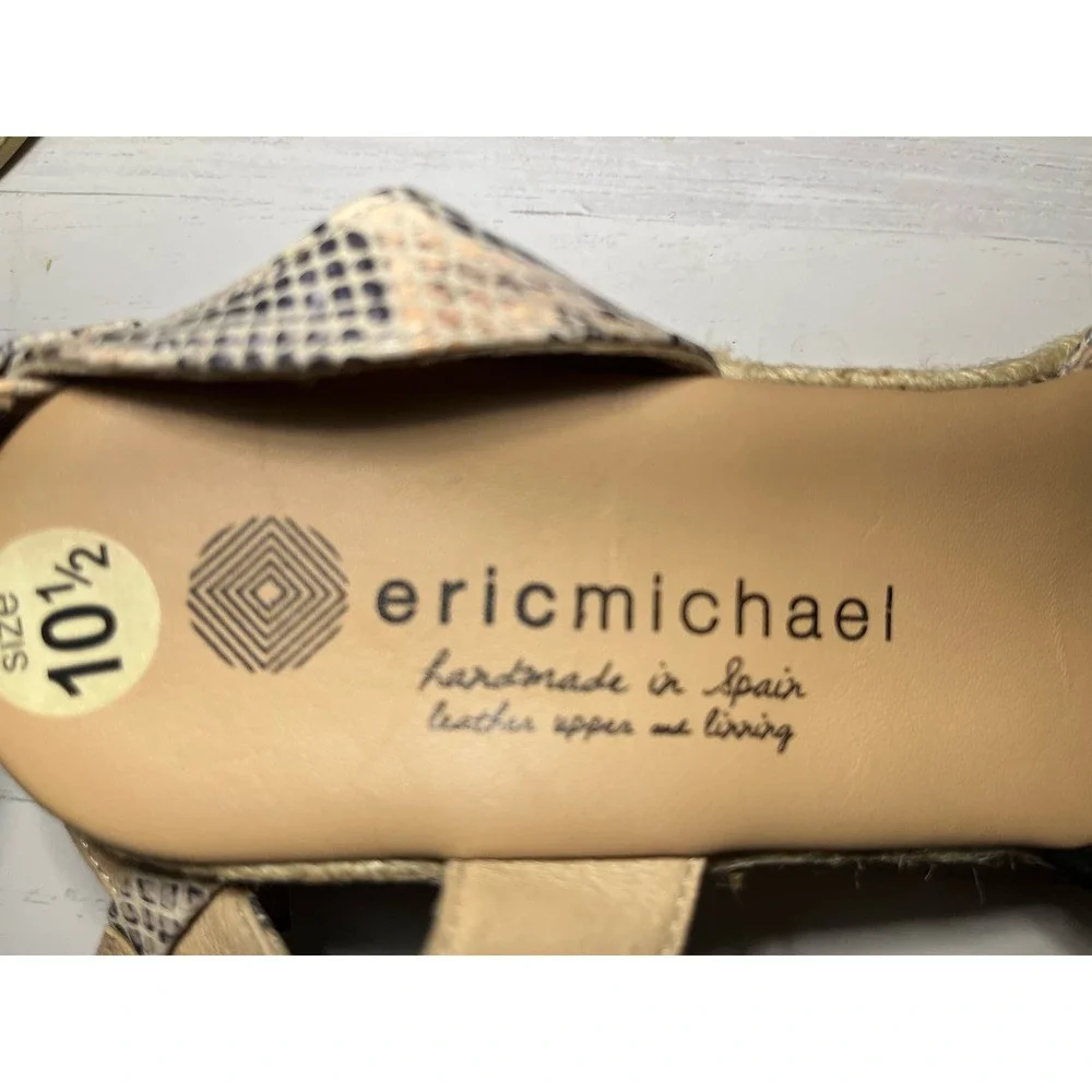 Eric Michael Leather Espadrilles‎ Emily Python Black and Tan Snake Print… - Picture 7 of 9